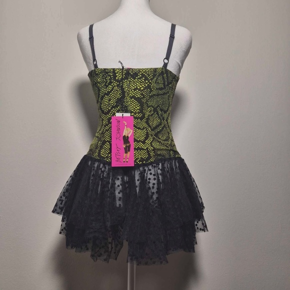 Betsey Johnson NWT Snake Print Snap Button Lace Peplum Emo Punk Cotton Tank - Picture 5 of 11